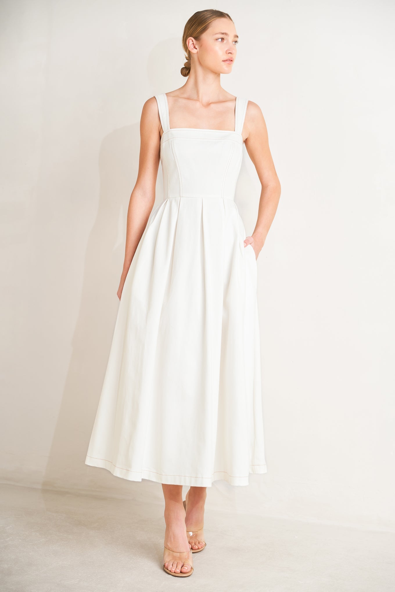 SERENE CHARM OFF WHITE MIDI DRESS - FINAL SALE