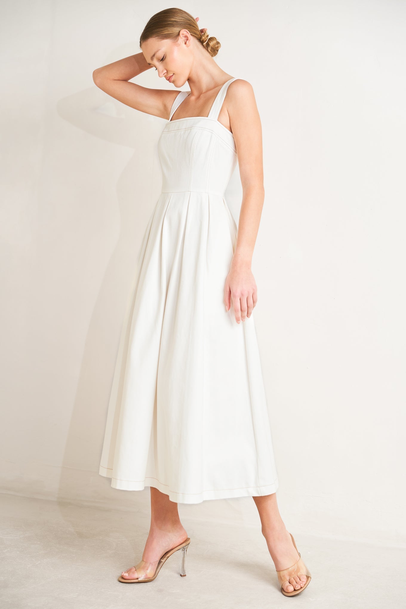 SERENE CHARM OFF WHITE MIDI DRESS - FINAL SALE
