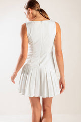 NO COMPARISONS PLEATED SKIRT MINI DRESS - WHITE- FINAL SALE