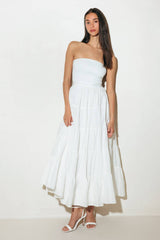 BREEZE OPEN BACK MIDI DRESS - WHITE
