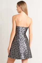 SHINE ON BLACK & SILVER STRAPLESS MINI DRESS