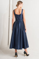 FEMME SILHOUETTE NAVY MIDI DRESS