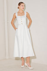 SUMMER SOCIAL WHITE MIDI DRESS - FINAL SALE
