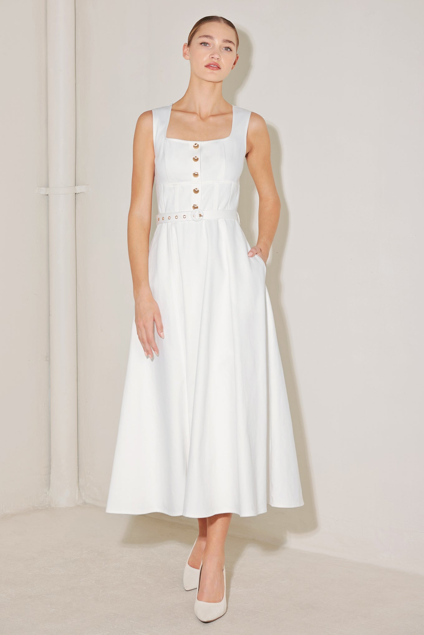 SUMMER SOCIAL WHITE MIDI DRESS - FINAL SALE