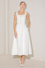 SUMMER SOCIAL WHITE MIDI DRESS - FINAL SALE