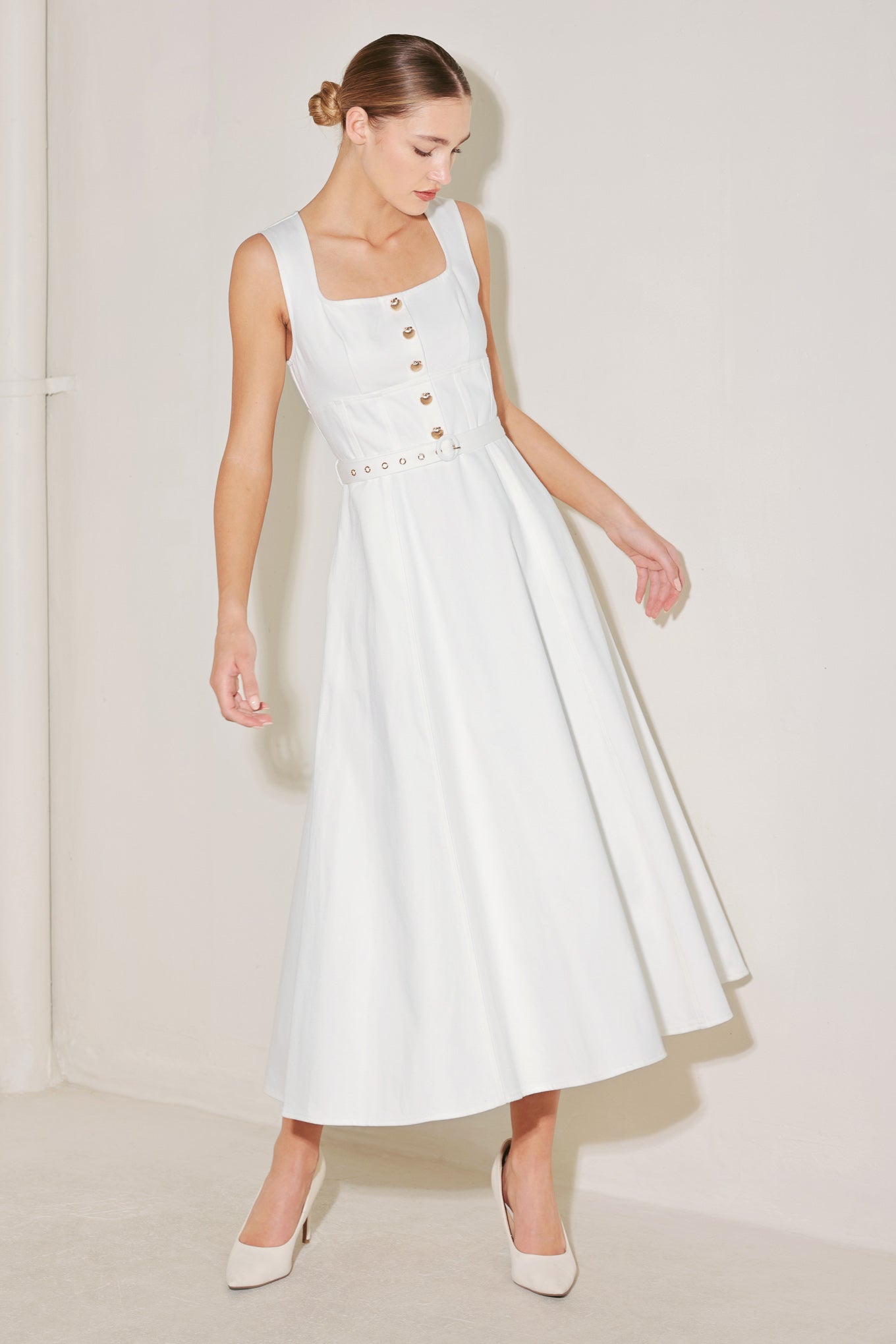 SUMMER SOCIAL WHITE MIDI DRESS - FINAL SALE