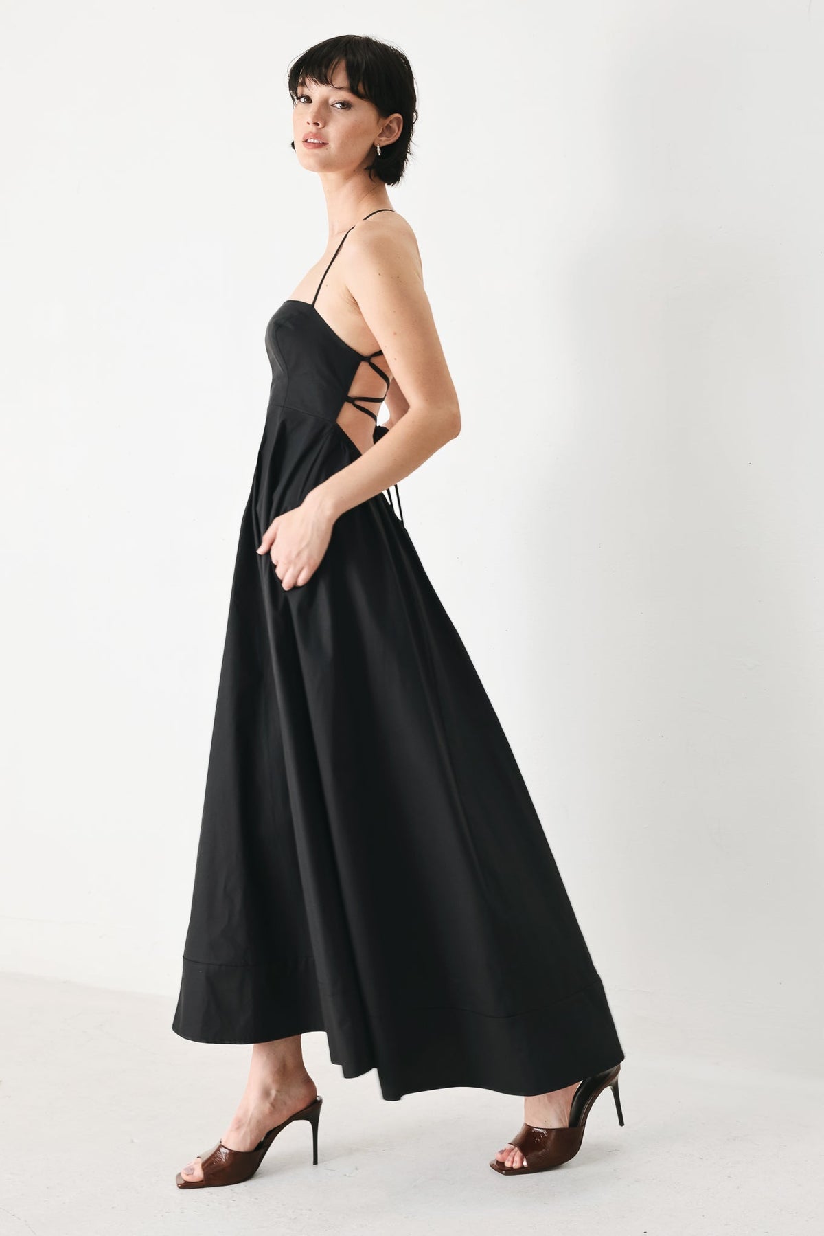 PURE LINE OPEN BACK MIDI DRESS - FINAL SALE