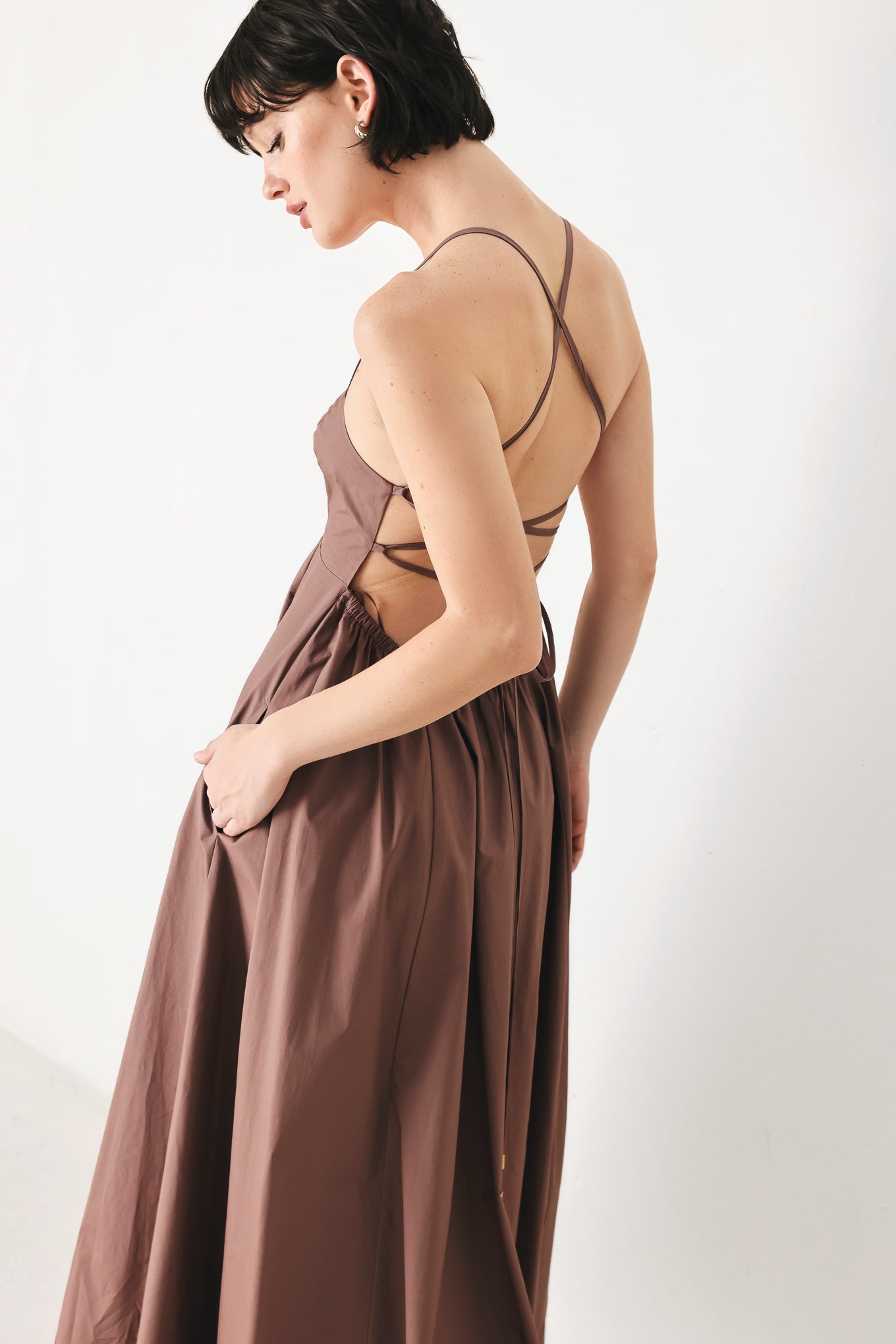 PURE LINE OPEN BACK MIDI DRESS - FINAL SALE