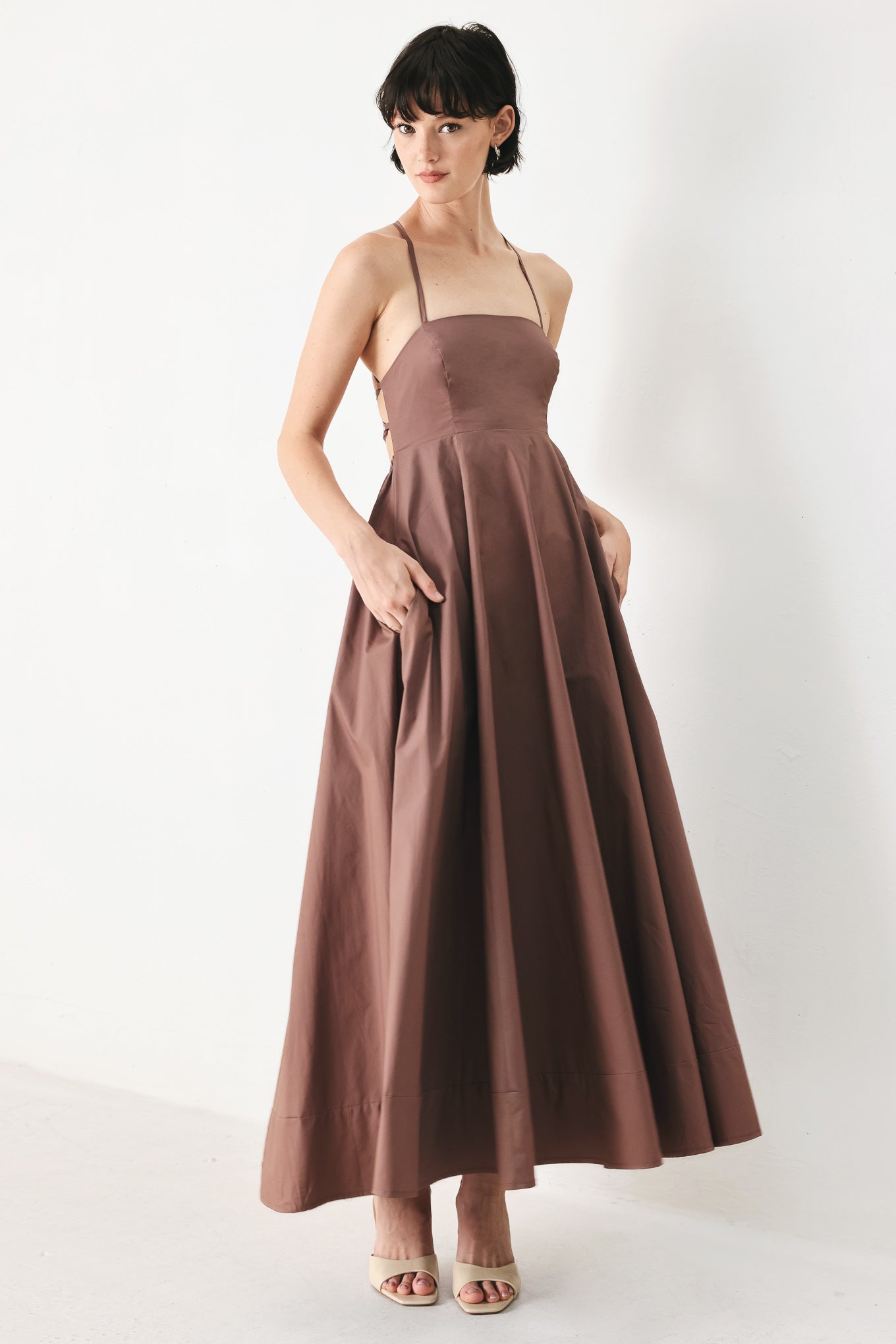 PURE LINE OPEN BACK MIDI DRESS - FINAL SALE