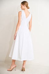 ELEGANTLY YOURS WHITE MIDI DRESS - FINAL SALE