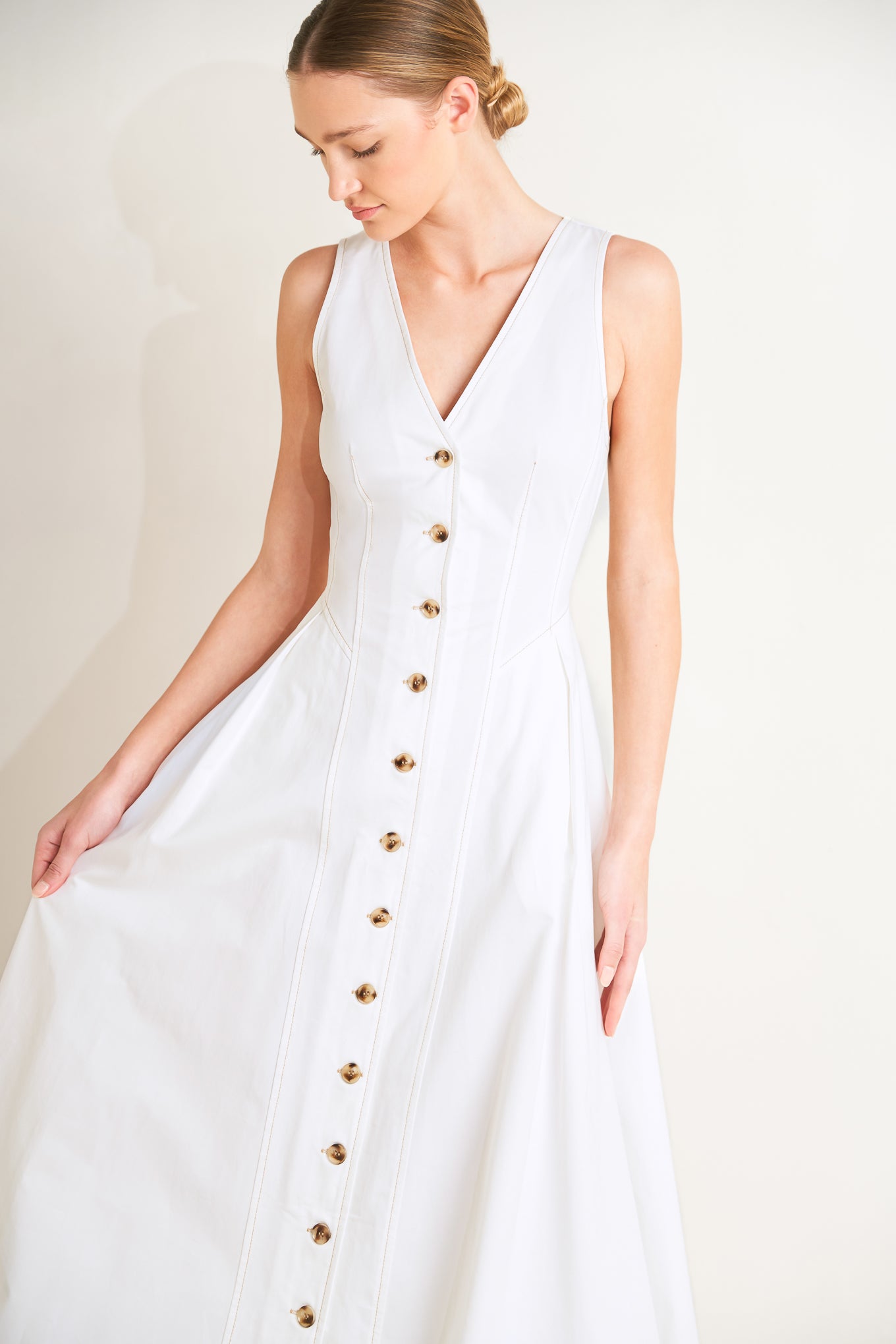 ELEGANTLY YOURS WHITE MIDI DRESS - FINAL SALE