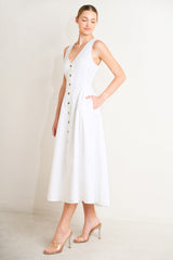 ELEGANTLY YOURS WHITE MIDI DRESS - FINAL SALE