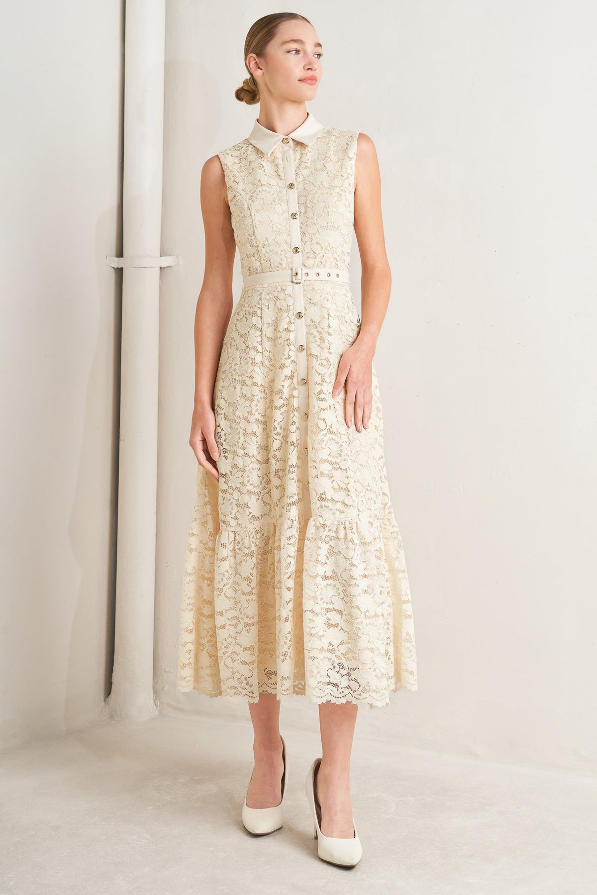 PURELY ROMANTIC LACE MIDI DRESS - FINAL SALE