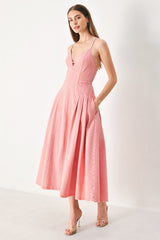 PINK HAZE TWILL MIDI DRESS