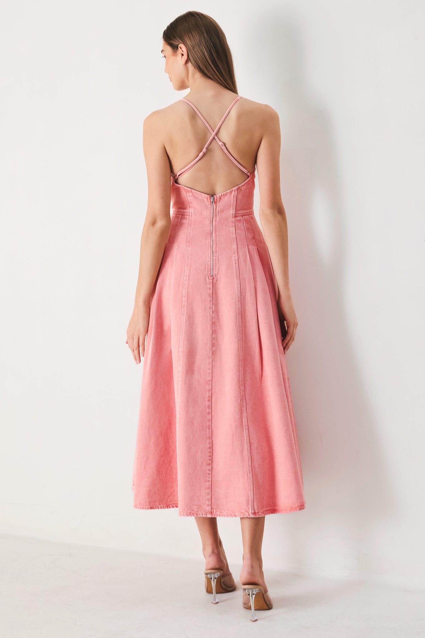 PINK HAZE TWILL MIDI DRESS