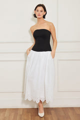 SOFT SPOKEN BEAUTY KNIT BLACK & WHITE MIDI DRESS