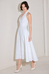 POWDER SKY HALTER WHITE MIDI DRESS - FINAL SALE