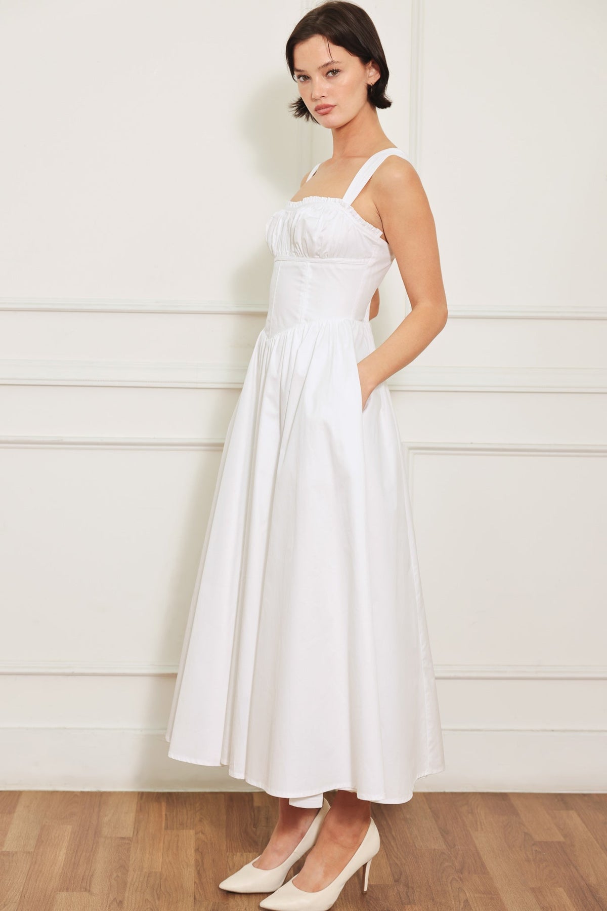 SWEETHEART SERENADE WHITE MIDI DRESS - FINAL SALE