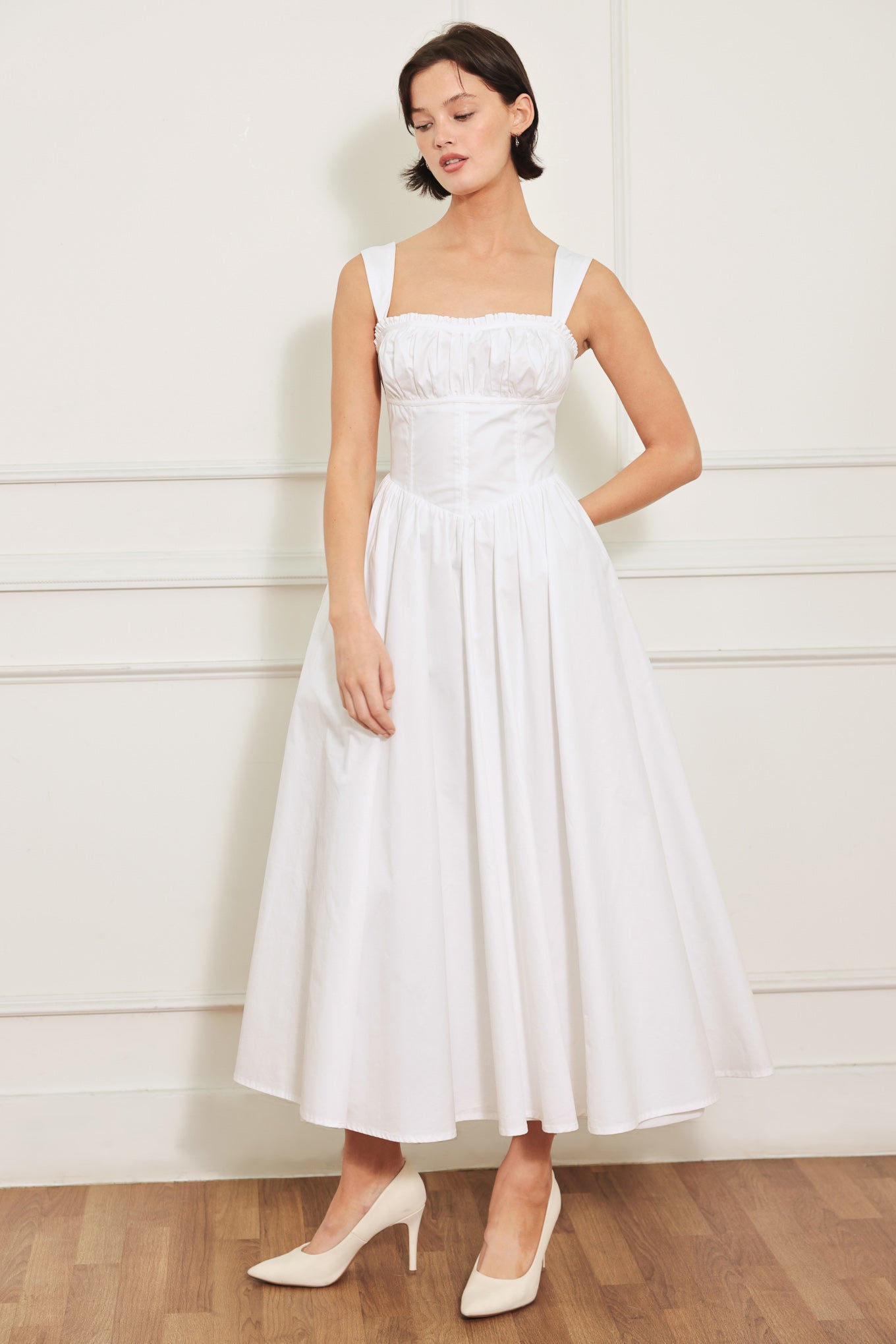 SWEETHEART SERENADE WHITE MIDI DRESS - FINAL SALE