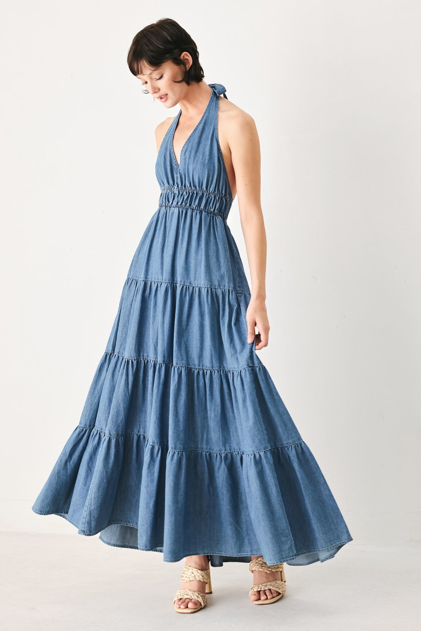 OCEAN SKY DENIM MAXI DRESS