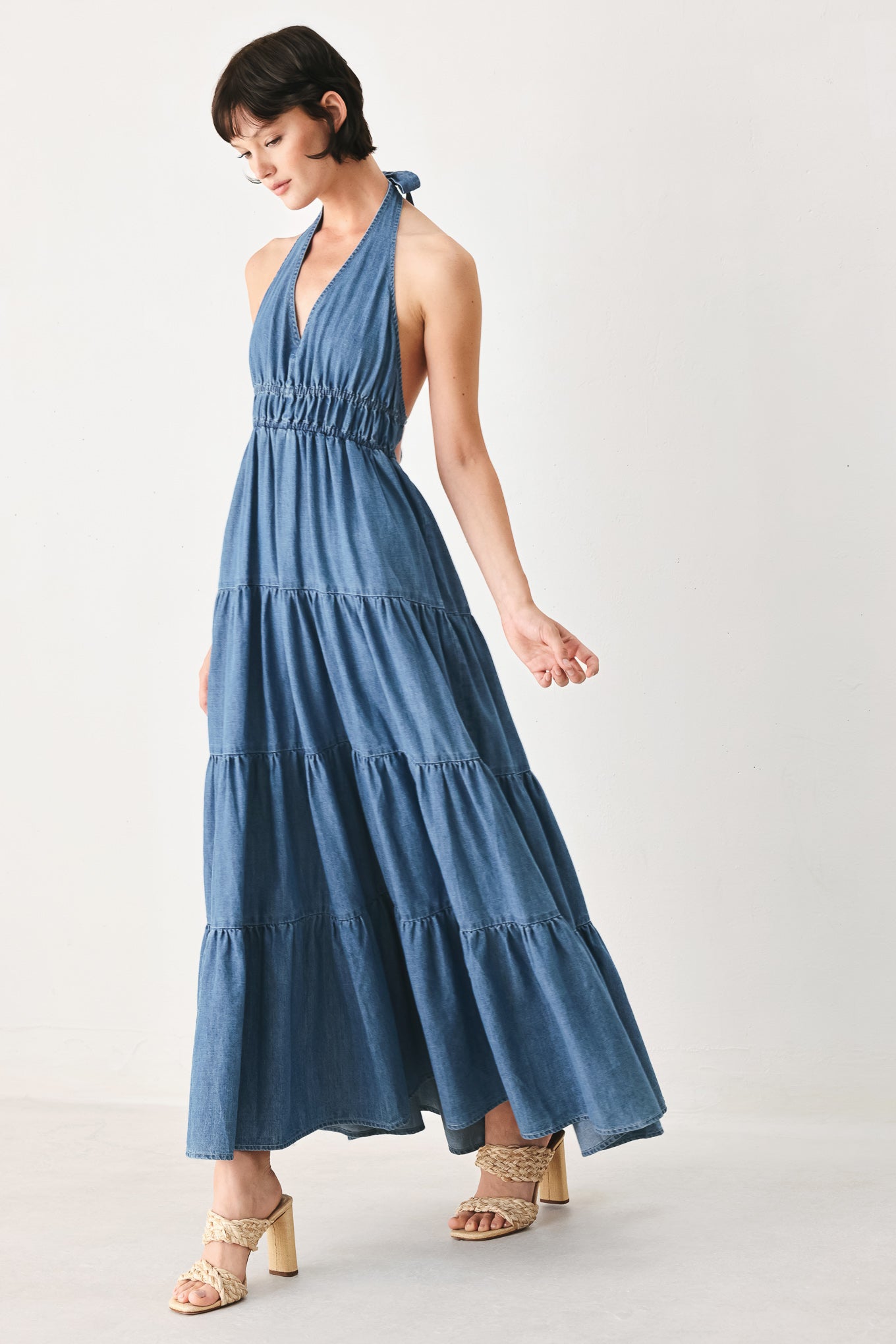 OCEAN SKY DENIM MAXI DRESS