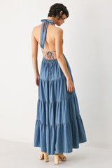 OCEAN SKY DENIM MAXI DRESS
