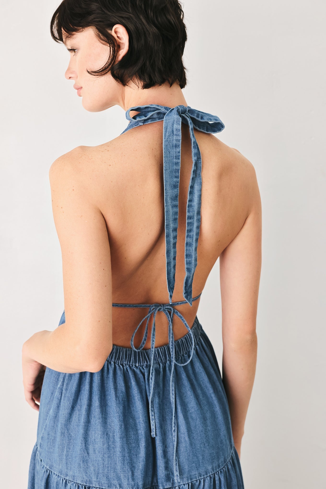 OCEAN SKY DENIM MAXI DRESS