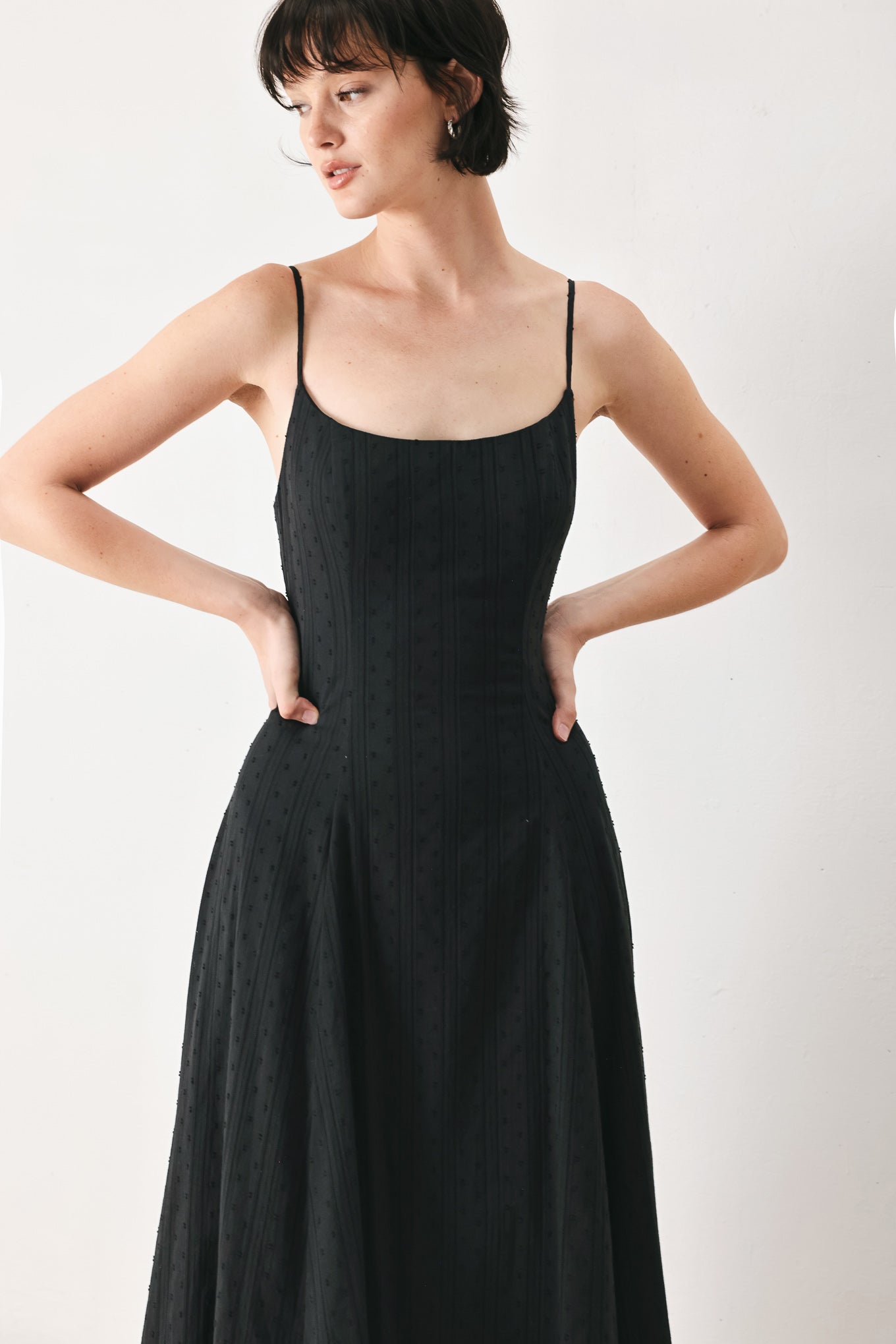 SHEER MIDNIGHT STORY BLACK MIDI DRESS
