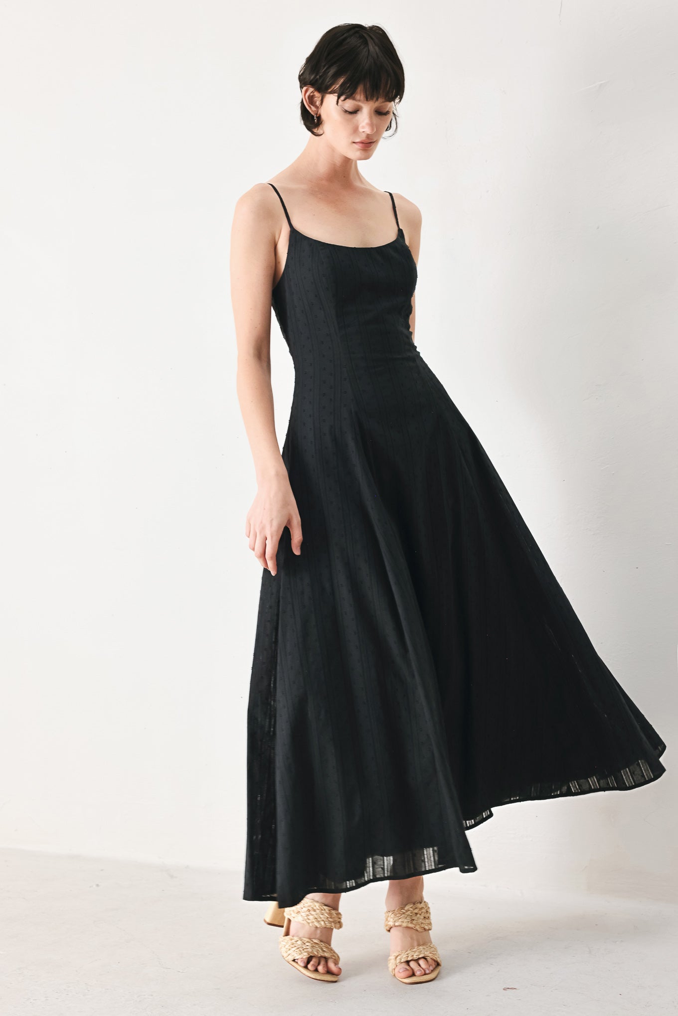 SHEER MIDNIGHT STORY BLACK MIDI DRESS