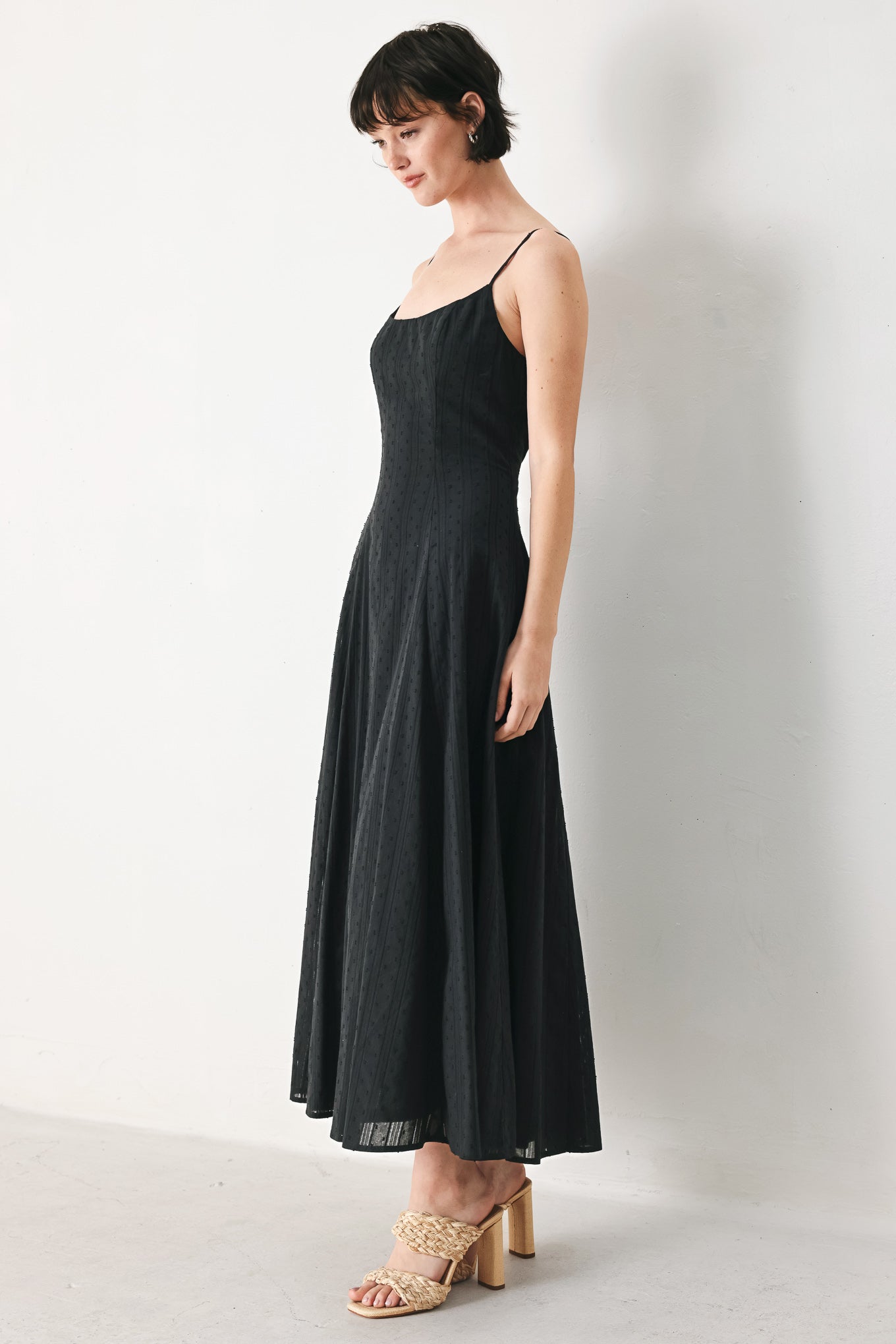 SHEER MIDNIGHT STORY BLACK MIDI DRESS