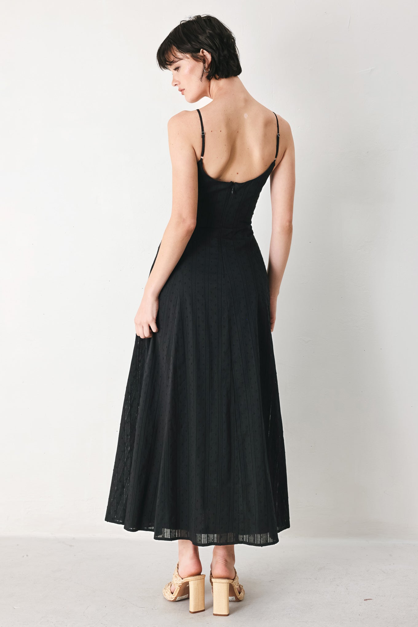 SHEER MIDNIGHT STORY BLACK MIDI DRESS