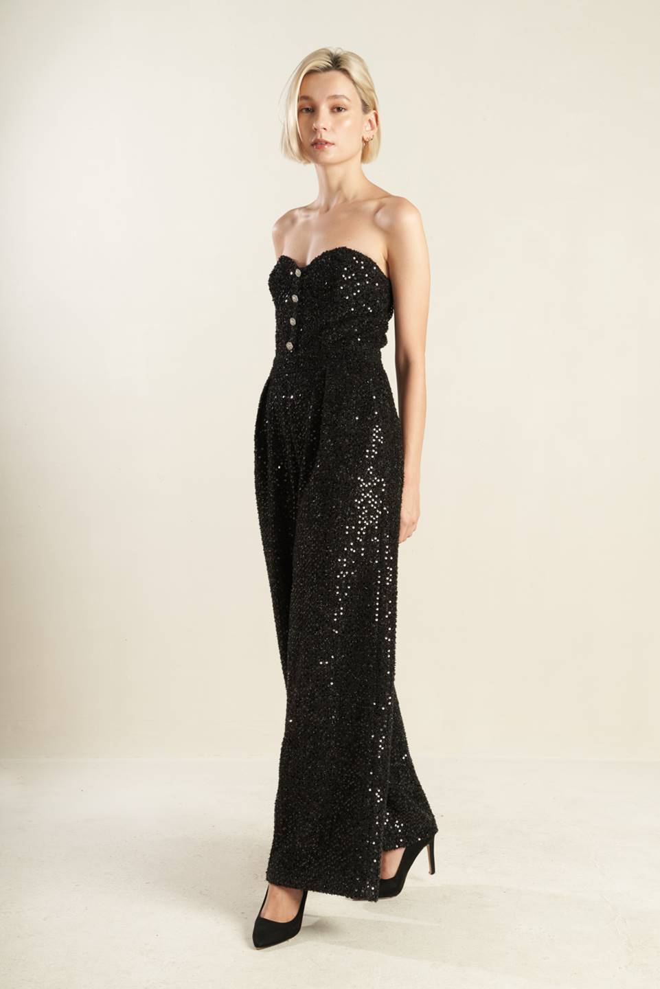 Sorelle Jumpsuit - Black Sequin