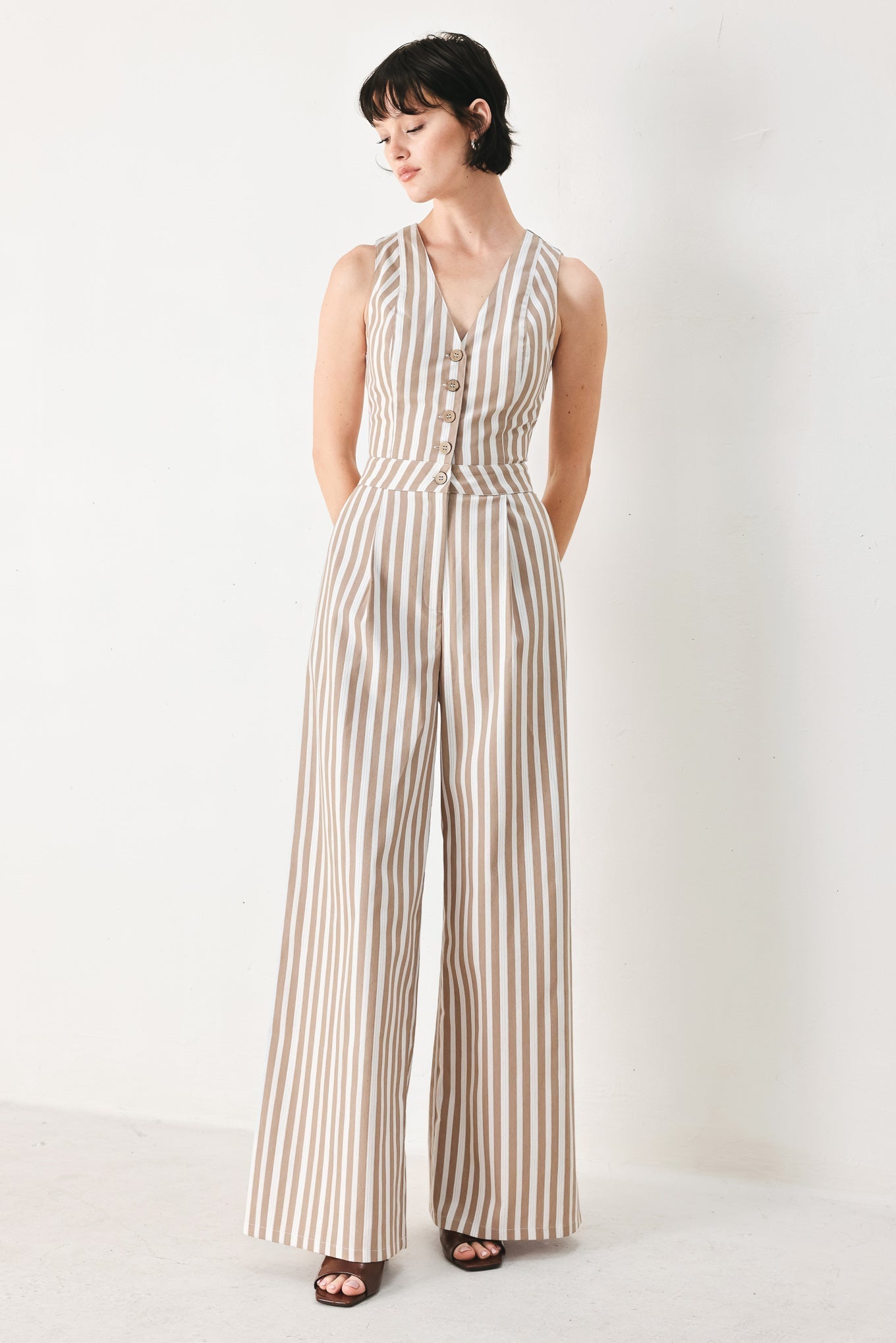 NATURAL RHYTHM STRIPED JUMPSUIT