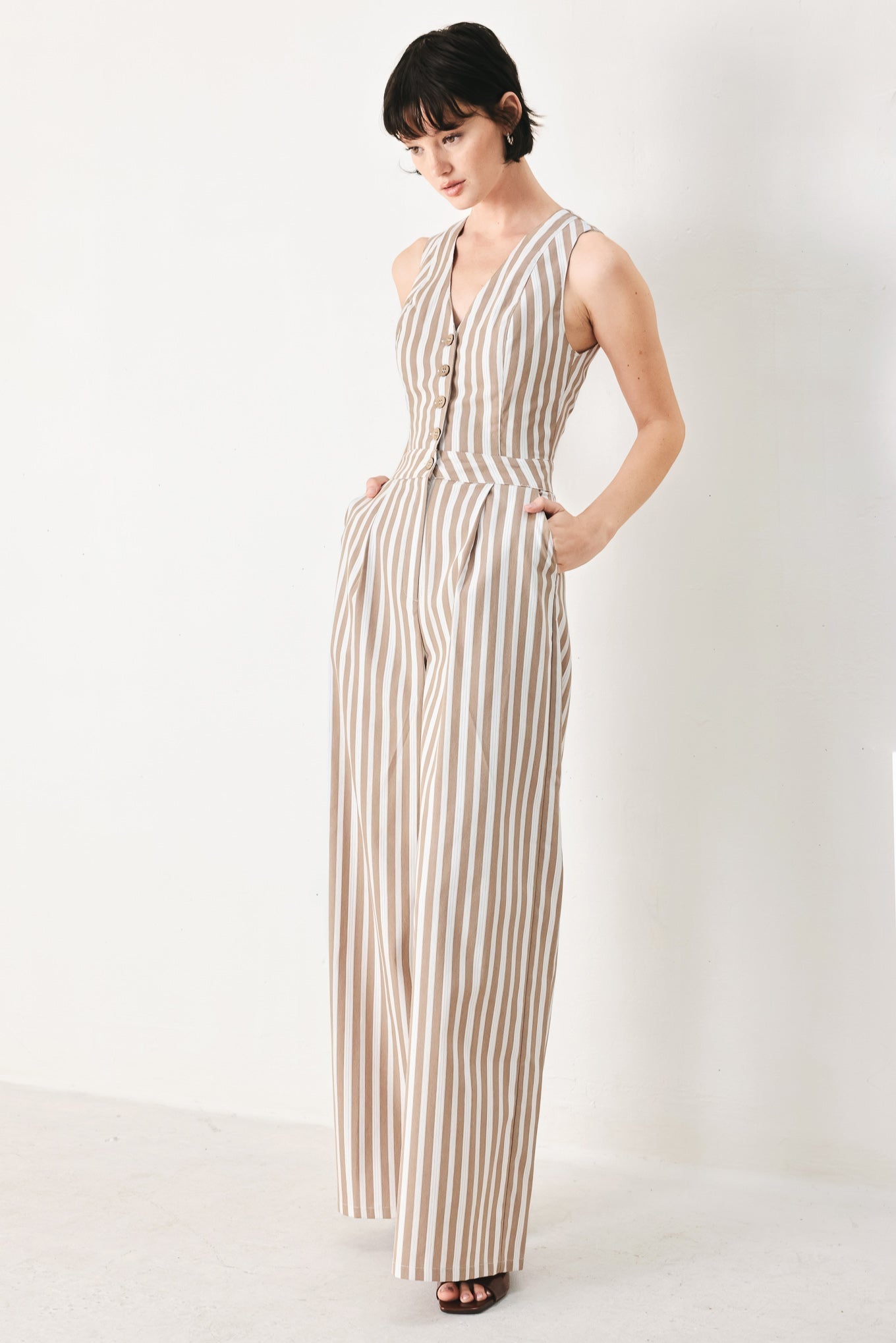 NATURAL RHYTHM STRIPED JUMPSUIT