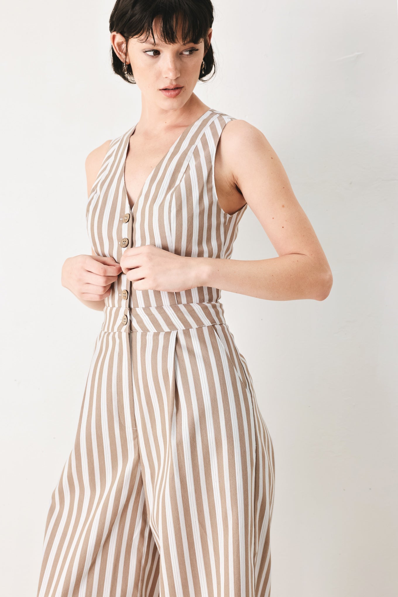 NATURAL RHYTHM STRIPED JUMPSUIT