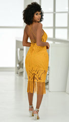 Khaleesi Dress - Mustard - Lace Dress With Fringe - FINAL SALE