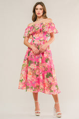 HAPPIEST HERE PINK MIDI DRESS