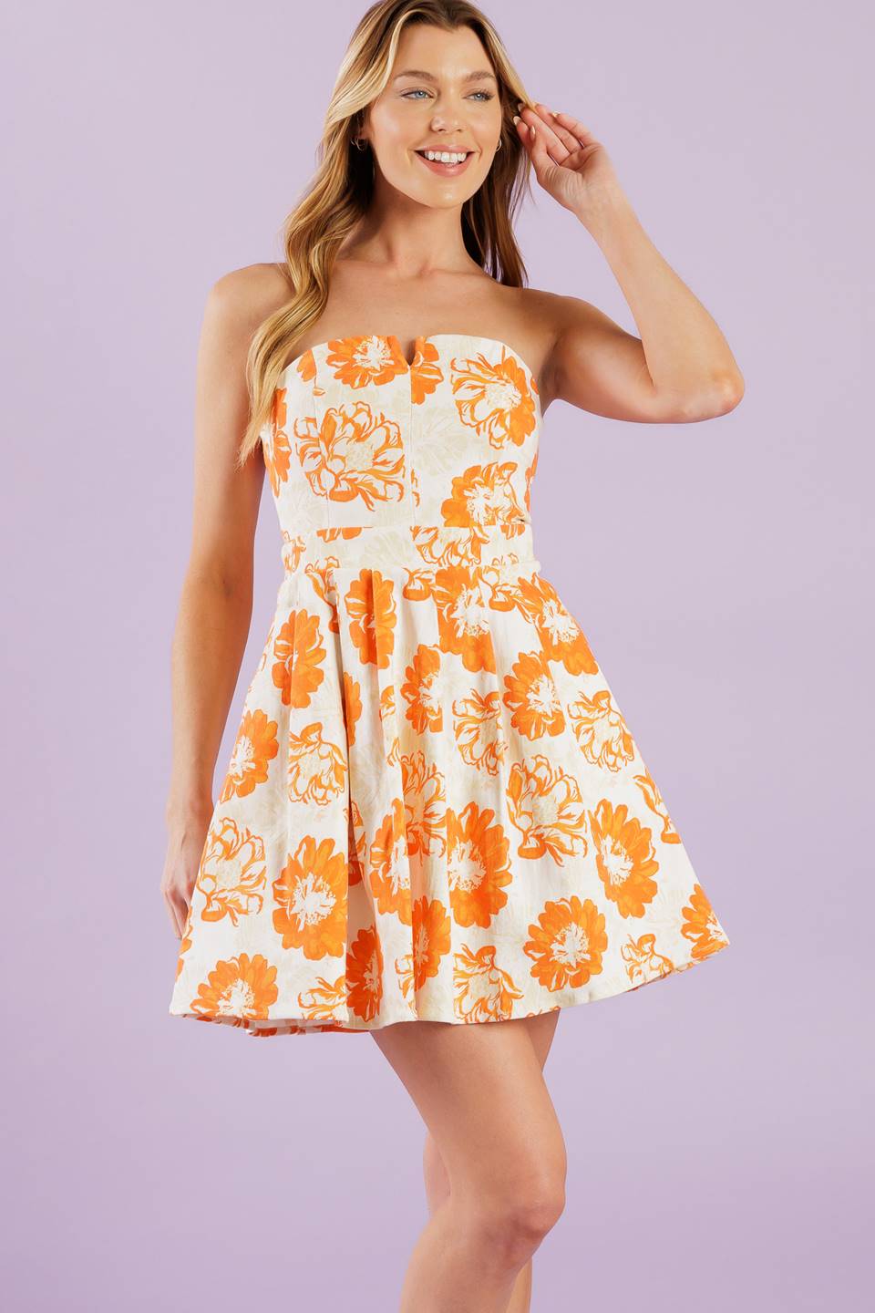 TANGERINE MIMOSAS ORANGE FLORAL MINI DRESS - FINAL SALE