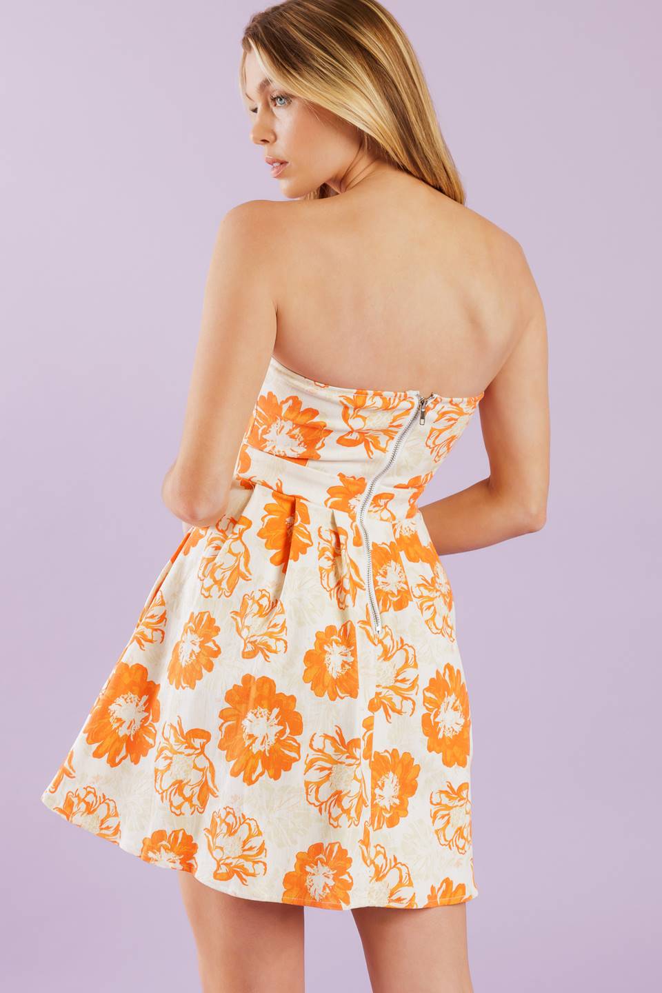 TANGERINE MIMOSAS ORANGE FLORAL MINI DRESS - FINAL SALE