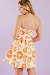 TANGERINE MIMOSAS ORANGE FLORAL MINI DRESS - FINAL SALE
