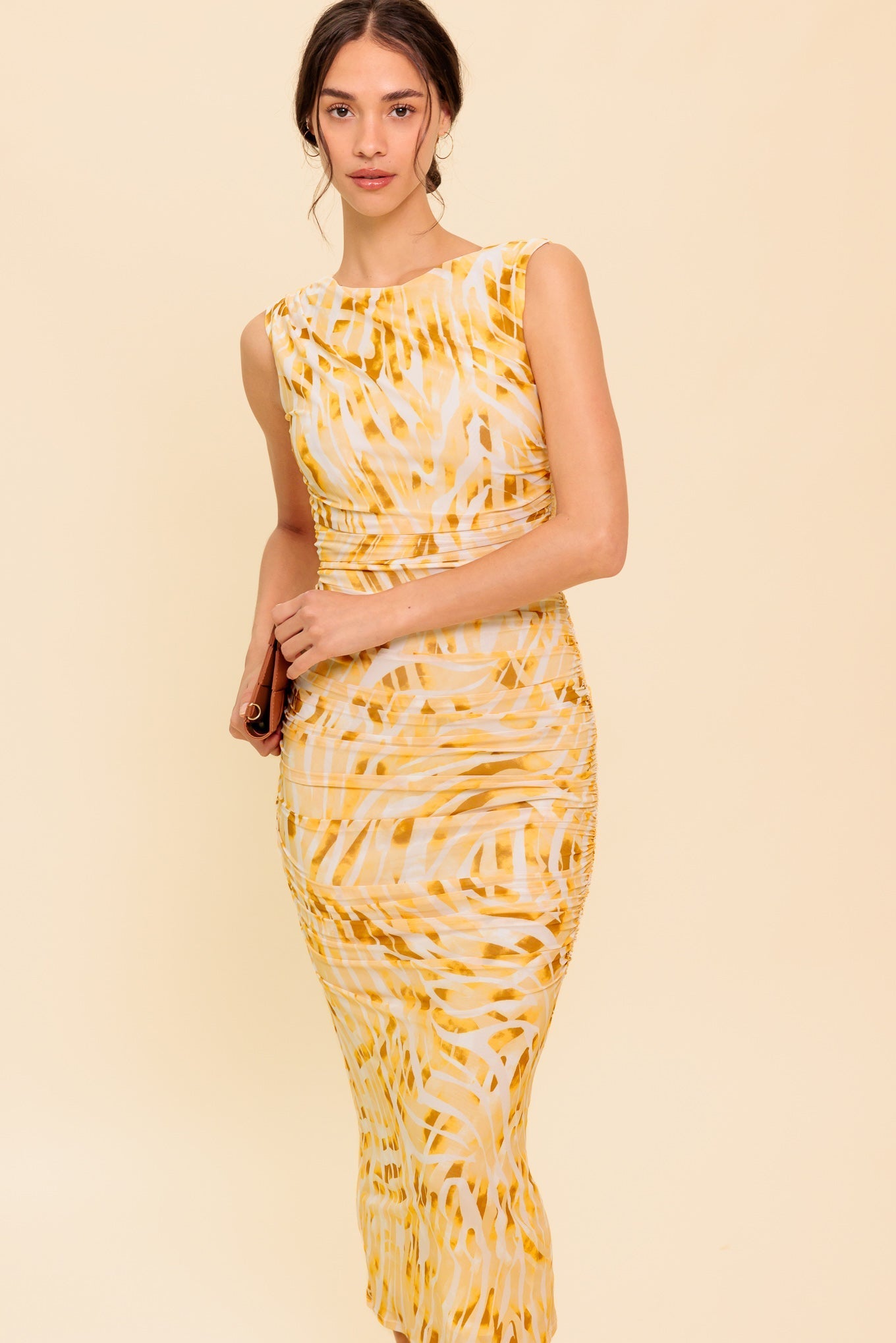 Wild As Ever - Power Mesh Cheetah Print Bodycon Midi Dress