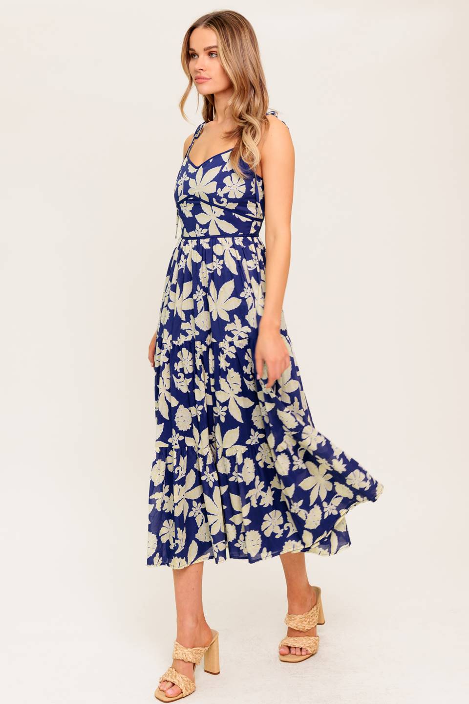 PETALS IN THE WIND MIDI DRESS - NAVY - FINAL SALE