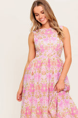 UNDER THE SUN - PINK MIDI DRESS WITH POCKETS - FINAL SALE