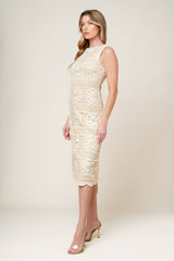 REBECCA LACE MIDI DRESS - CREAM
