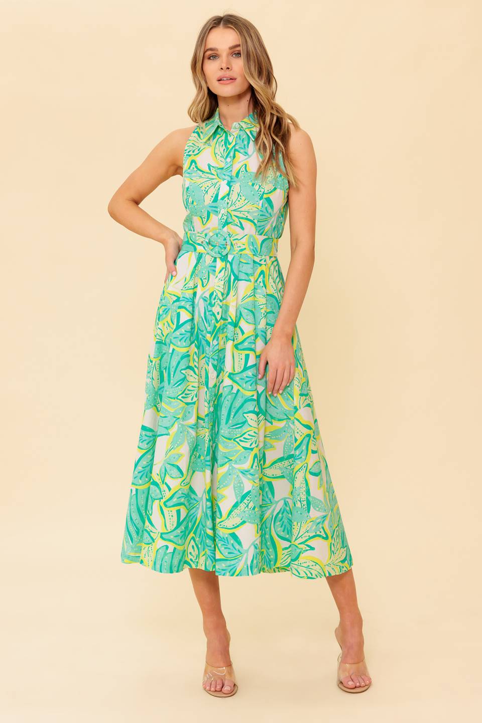 DAYS WITH YOU MIDI SHIRT DRESS - GREEN - FINAL SALE