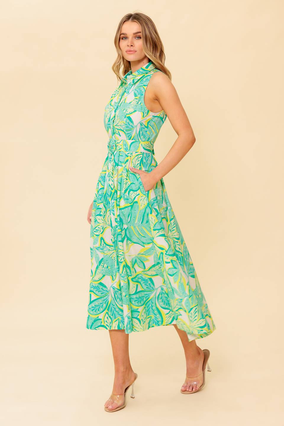 DAYS WITH YOU MIDI SHIRT DRESS - GREEN - FINAL SALE