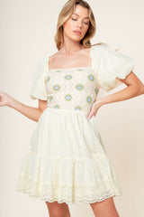 LOLA BOHO MINI DRESS - CREAM