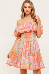 RAE MINI DRESS - CORAL