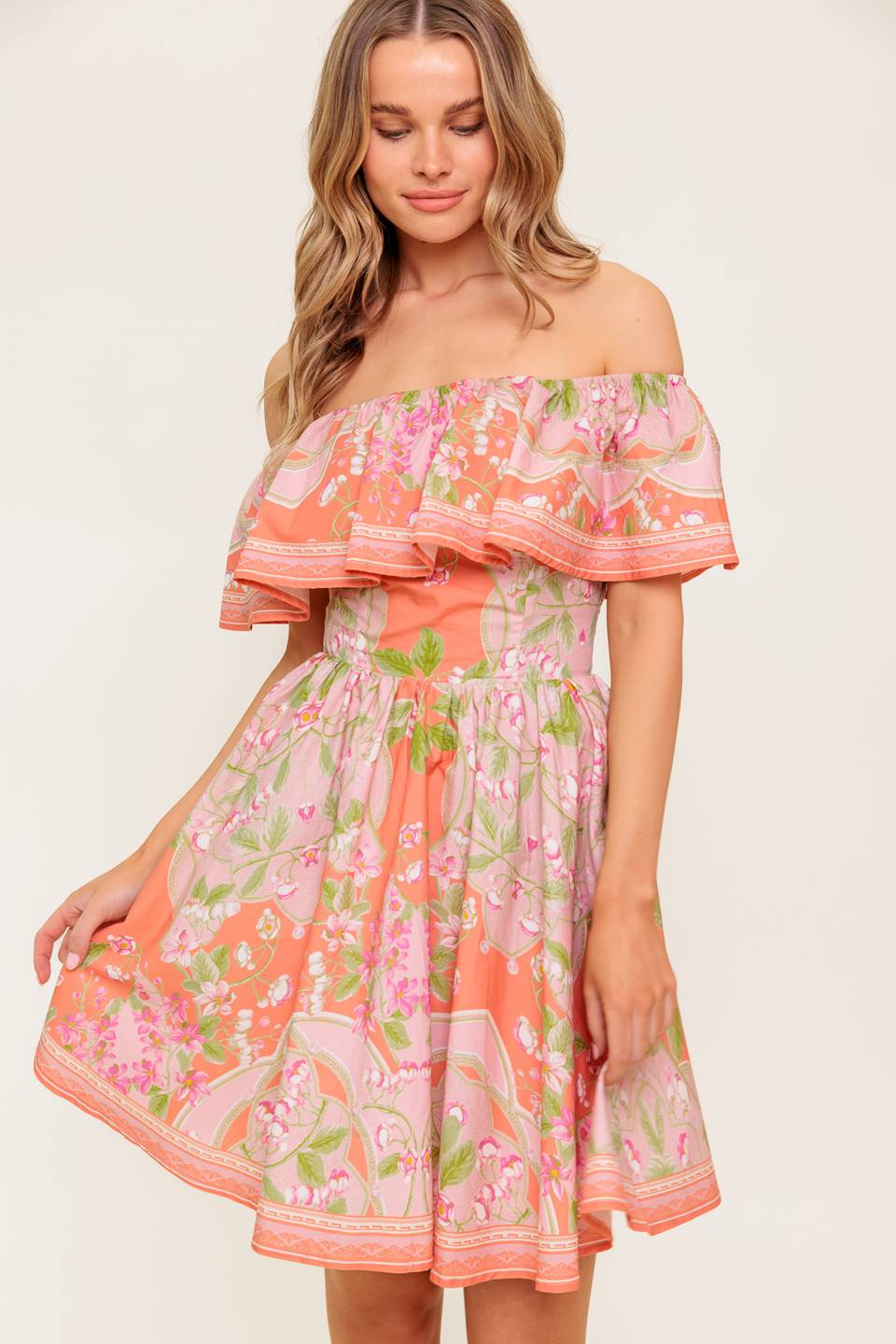 RAE MINI DRESS - CORAL