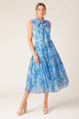 EVER AFTER BOW TIE MIDI DRESS - POWDER BLUE